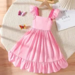 littlejoye Girls Above Knee Festive/Wedding Dress (Pink, Sleeveless)